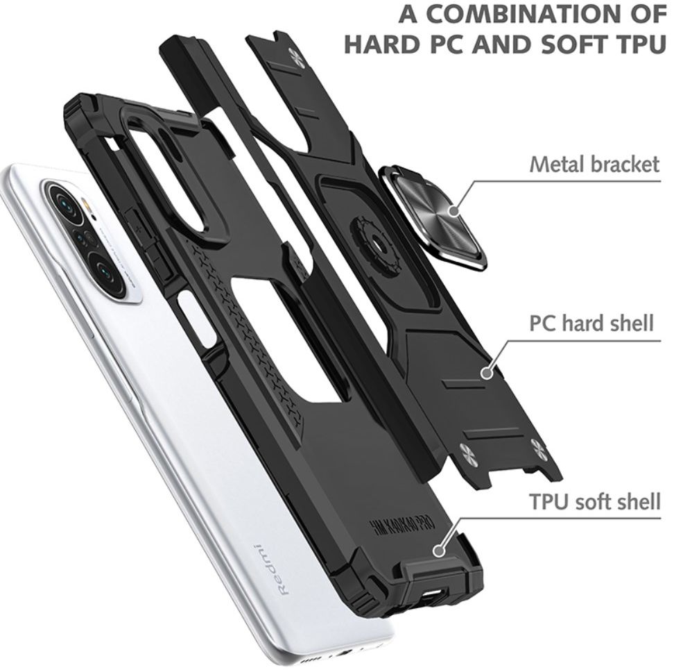 Xiaomi Mi 11i / Poco F3 Hoesje Magnetische Ring Kickstand Zwart afbeelding 3