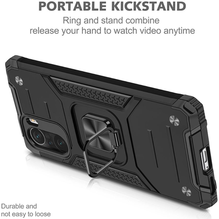 Xiaomi Mi 11i / Poco F3 Hoesje Magnetische Ring Kickstand Zwart afbeelding 4