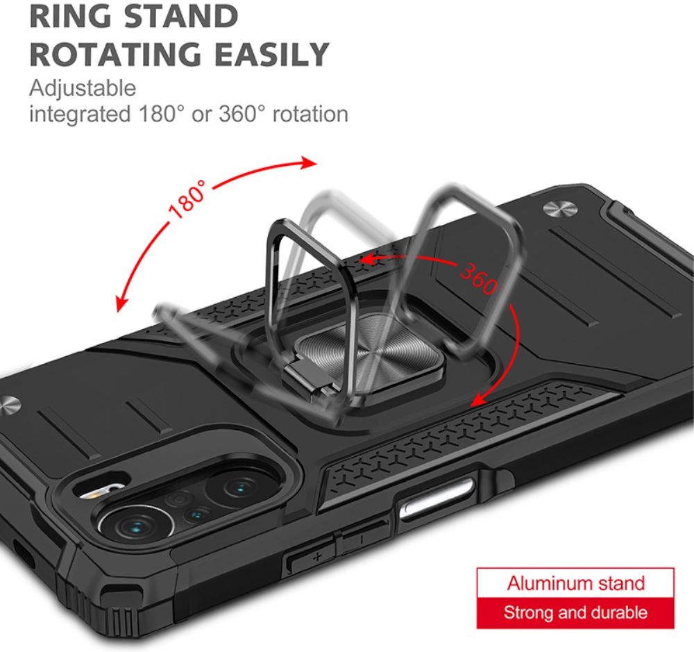 Xiaomi Mi 11i / Poco F3 Hoesje Magnetische Ring Kickstand Zwart afbeelding 5