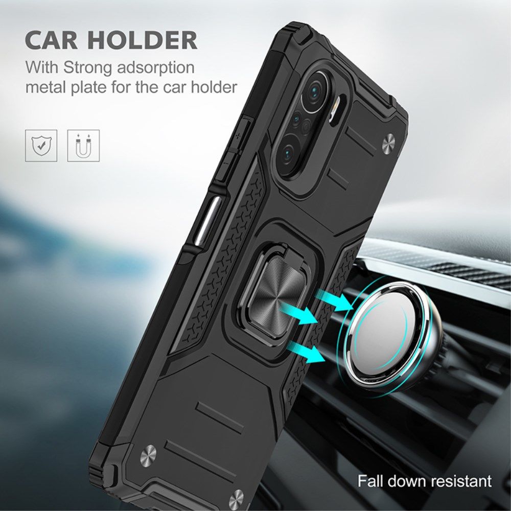 Xiaomi Mi 11i / Poco F3 Hoesje Magnetische Ring Kickstand Zwart afbeelding 6