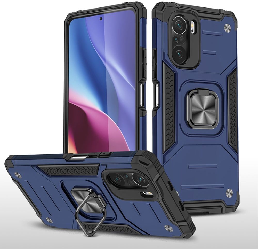 Xiaomi Mi 11i / Poco F3 Hoesje Magnetische Ring Kickstand Blauw afbeelding 1