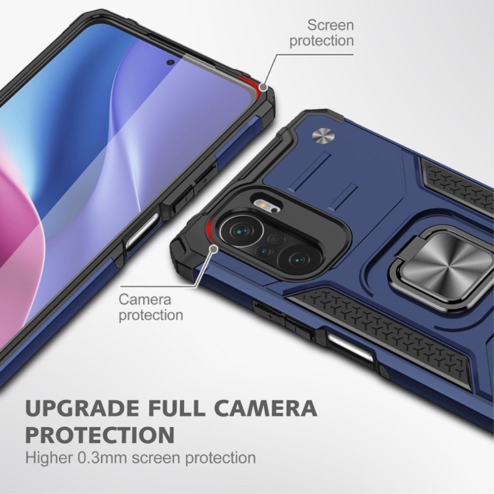 Xiaomi Mi 11i / Poco F3 Hoesje Magnetische Ring Kickstand Blauw afbeelding 2