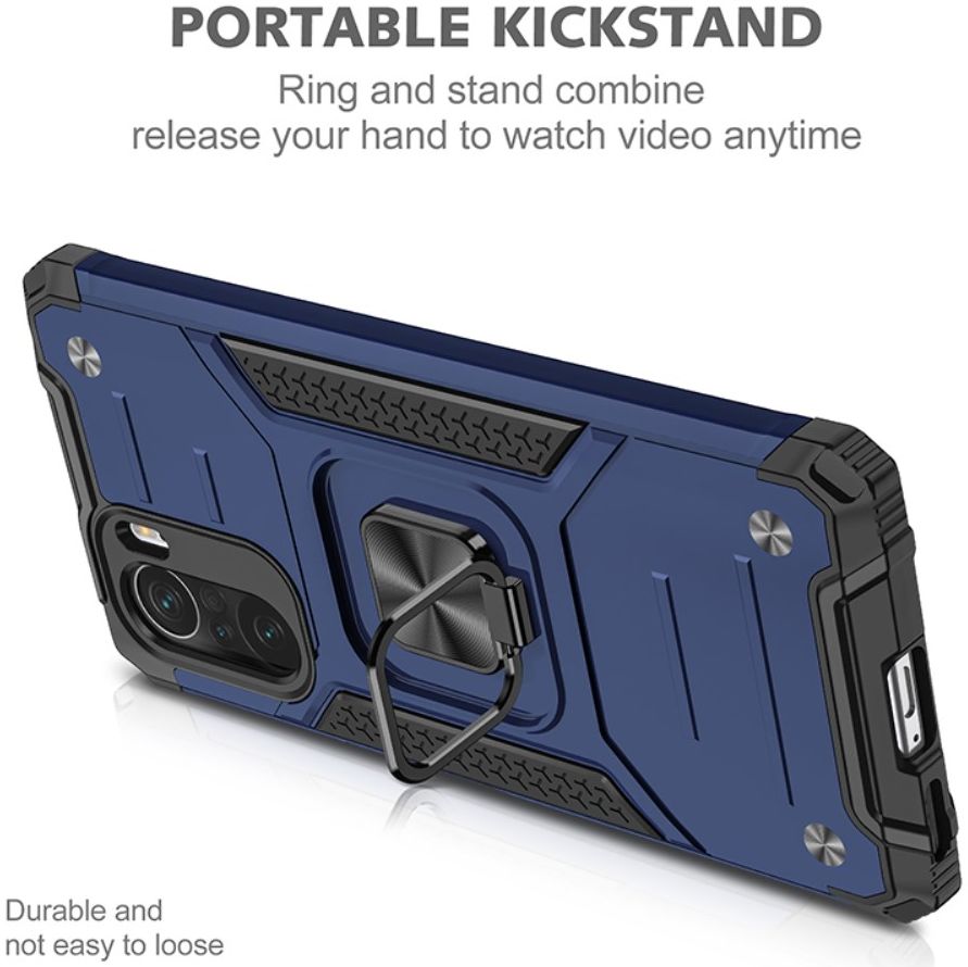 Xiaomi Mi 11i / Poco F3 Hoesje Magnetische Ring Kickstand Blauw afbeelding 4