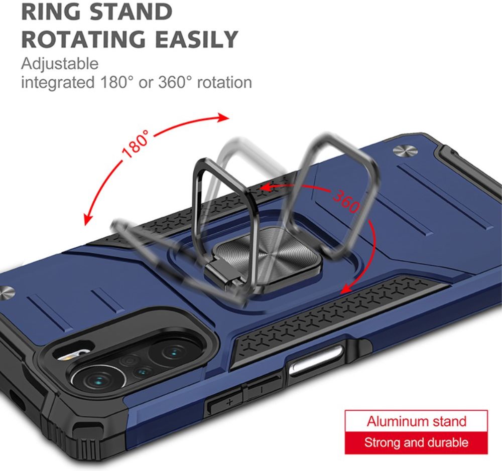 Xiaomi Mi 11i / Poco F3 Hoesje Magnetische Ring Kickstand Blauw afbeelding 5