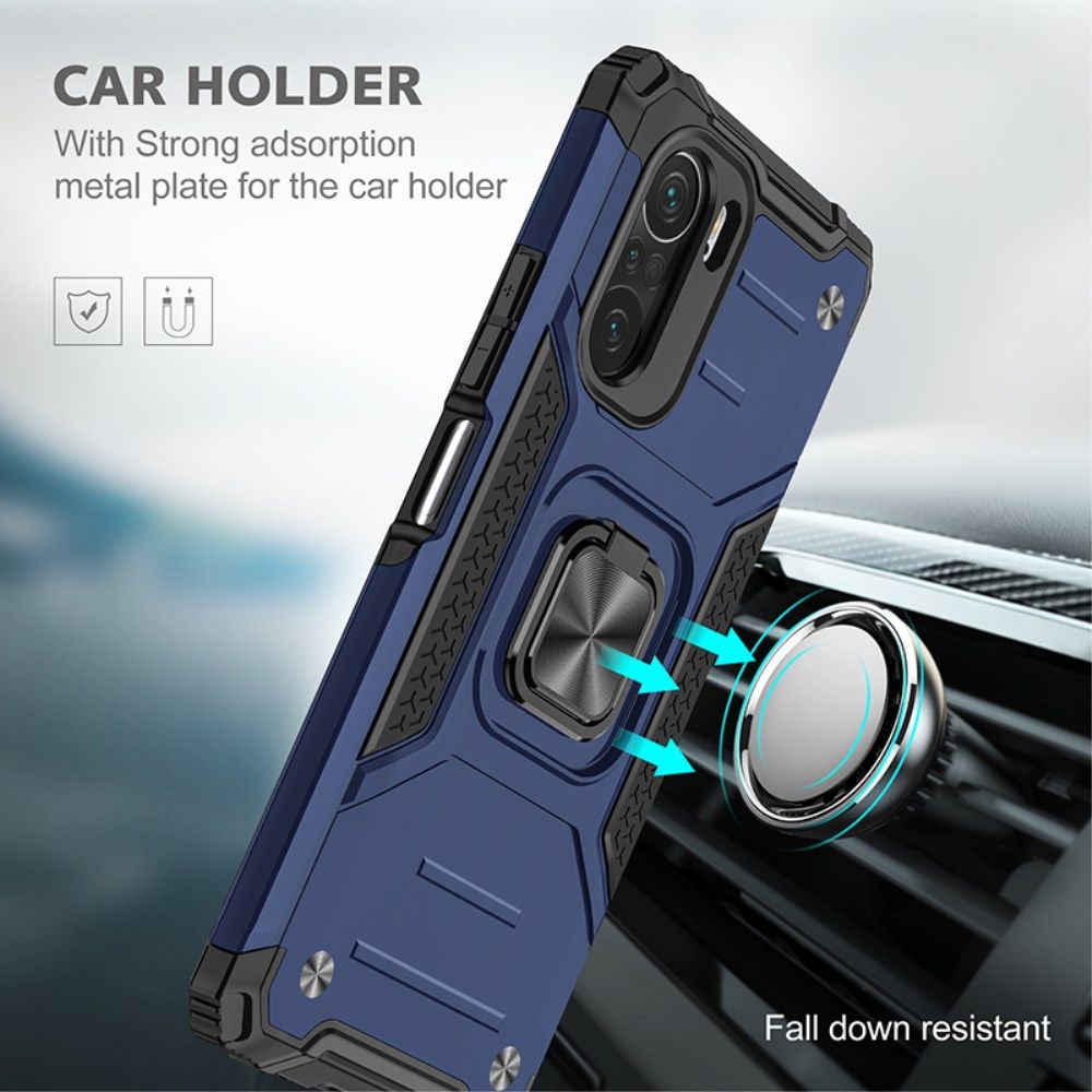 Xiaomi Mi 11i / Poco F3 Hoesje Magnetische Ring Kickstand Blauw afbeelding 6