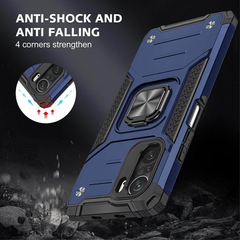 Xiaomi Mi 11i / Poco F3 Hoesje Magnetische Ring Kickstand Blauw afbeelding 7