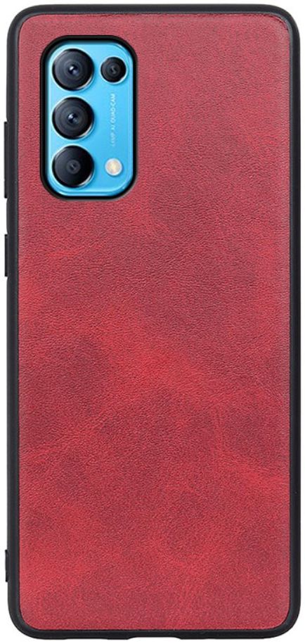 Oppo Find X3 Lite / Reno5 Hoesje Back Cover met Kunstleer Coating Rood afbeelding 1