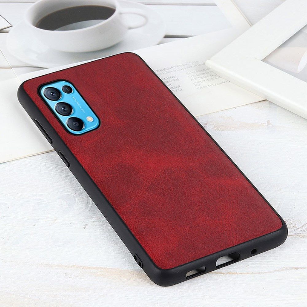 Oppo Find X3 Lite / Reno5 Hoesje Back Cover met Kunstleer Coating Rood afbeelding 2