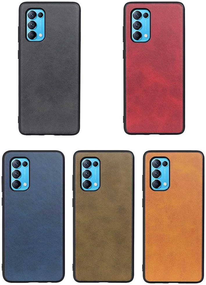 Oppo Find X3 Lite / Reno5 Hoesje Back Cover met Kunstleer Coating Rood afbeelding 3