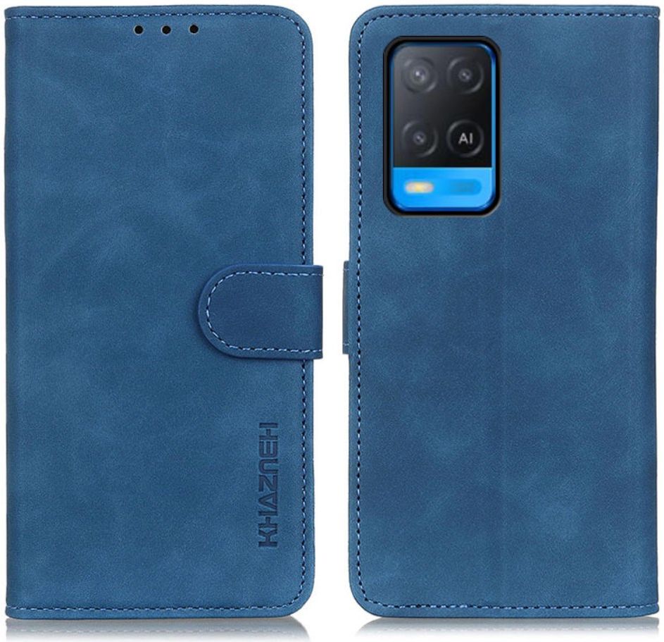 KHAZNEH Oppo A54 5G Hoesje Hoesje Retro Wallet Book Case Blauw afbeelding 3