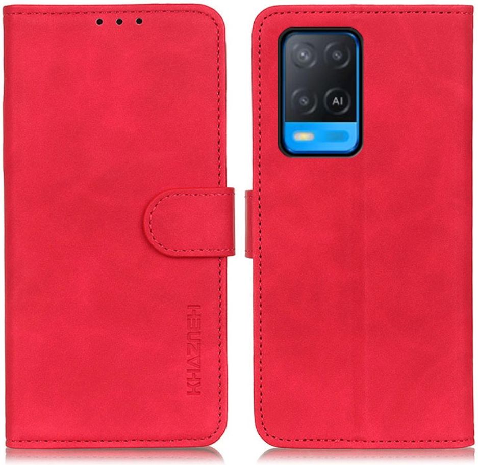 KHAZNEH Oppo A54 5G Hoesje Hoesje Retro Wallet Book Case Rood afbeelding 2