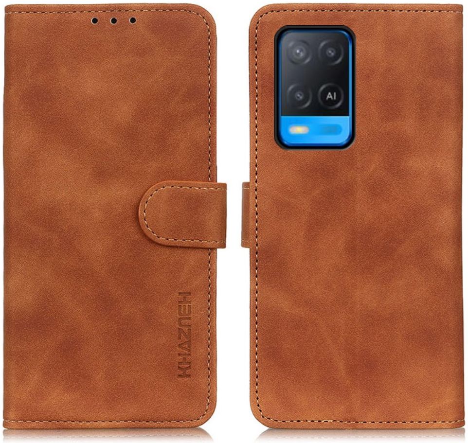 KHAZNEH Oppo A54 5G Hoesje Hoesje Retro Wallet Book Case Bruin afbeelding 3