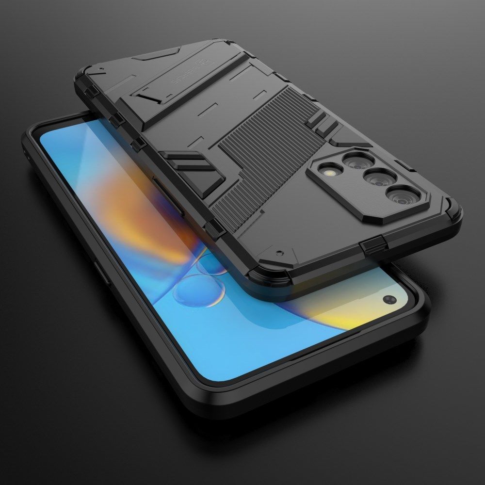 Oppo A74 4G Hoesje Hybride Back Cover met Kickstand Zwart afbeelding 8
