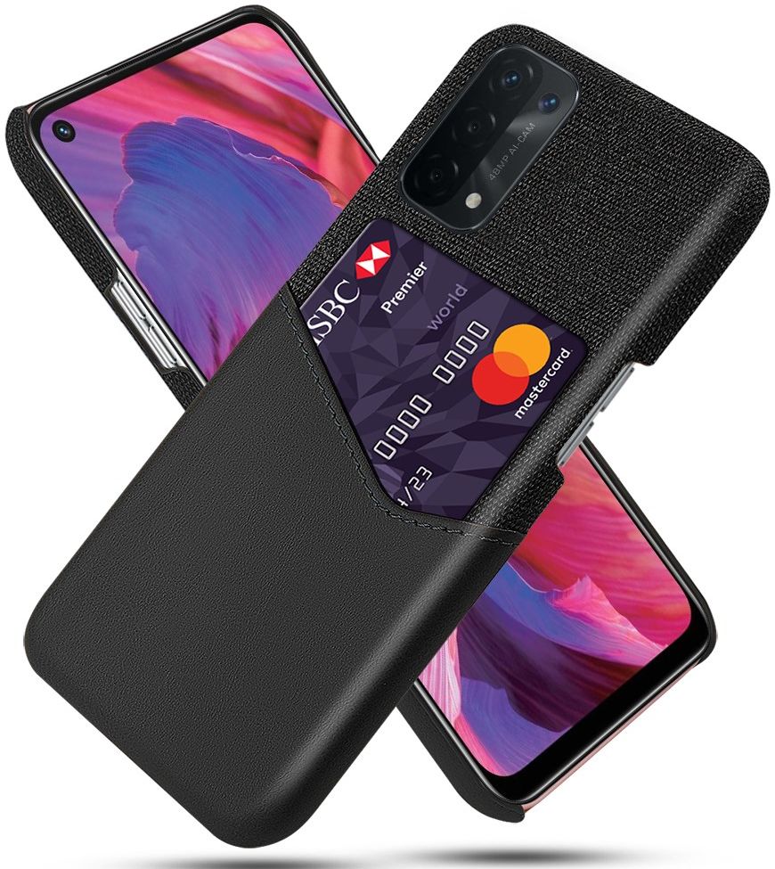 Oppo A54 5G / A74 5G Hoesje met Kaartsleuf Back Cover Zwart afbeelding 1