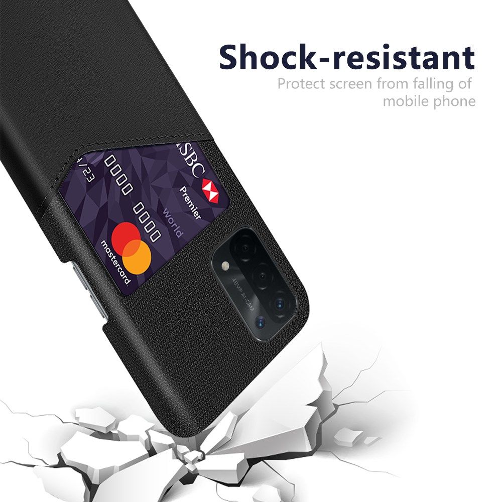 Oppo A54 5G / A74 5G Hoesje met Kaartsleuf Back Cover Zwart afbeelding 3