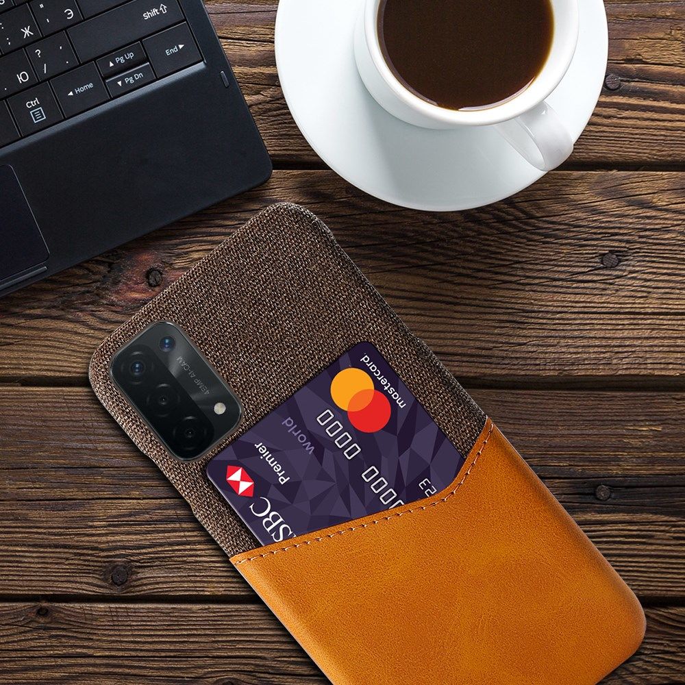 Oppo A54 5G / A74 5G Hoesje met Kaartsleuf Back Cover Oranje afbeelding 2
