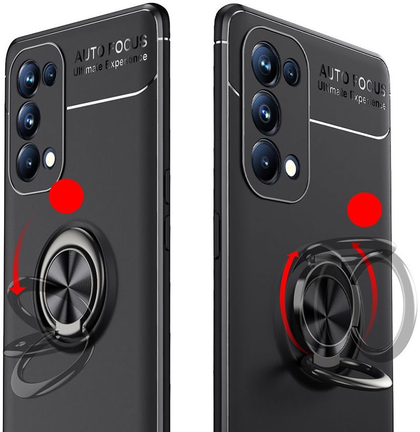 Oppo A74 5G Hoesje Metalen Magnetische Ring Kickstand Zwart afbeelding 7