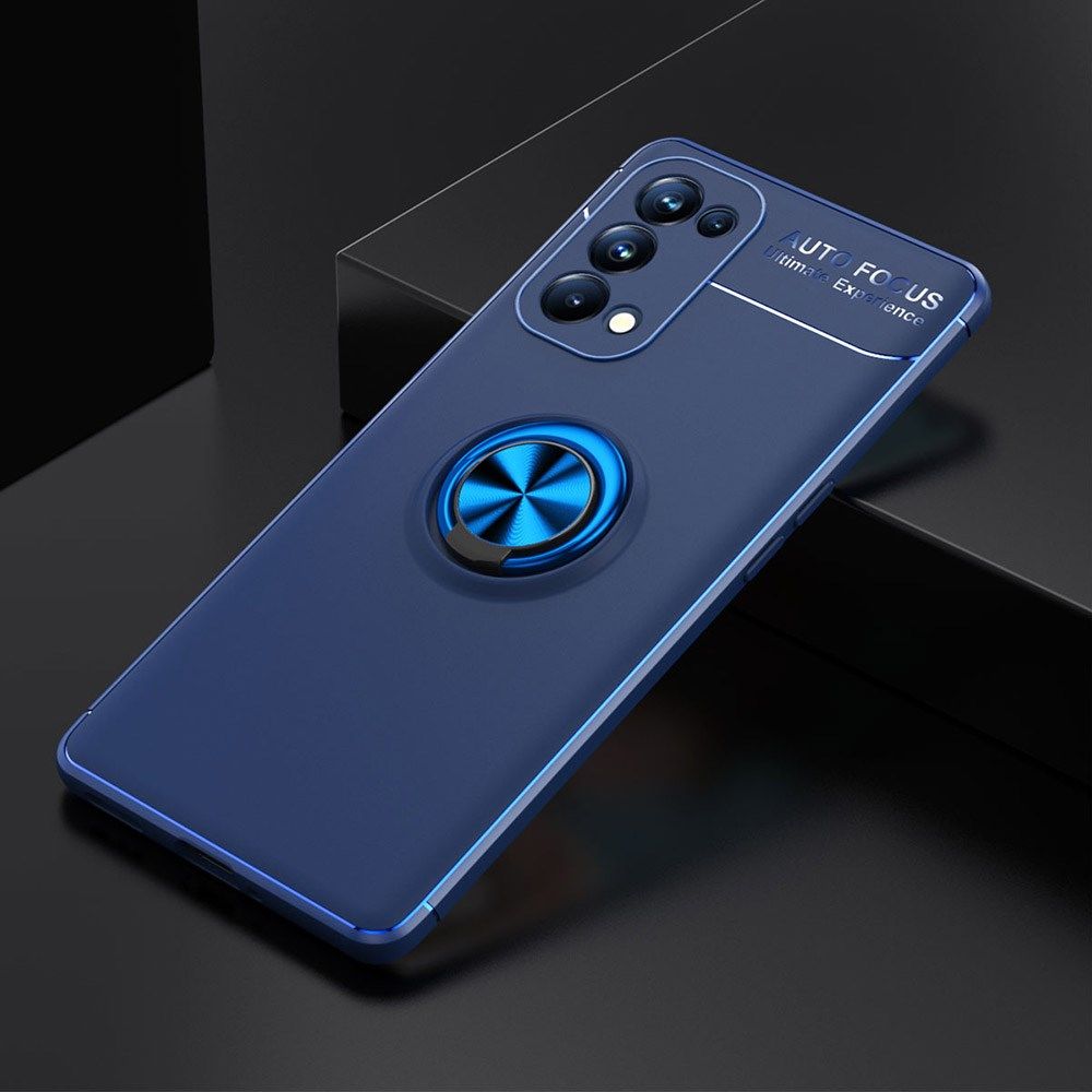 Oppo A74 5G Hoesje Metalen Magnetische Ring Kickstand Blauw afbeelding 2