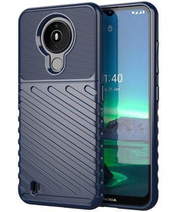 Nokia 1.4 Hoesje Twill Thunder Texture Back Cover Blauw Hoesjes