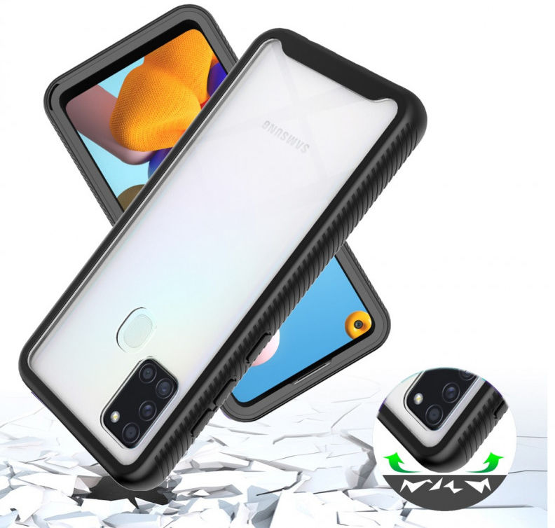 Samsung Galaxy A21s Hoesje Volledig Schokbestendig Hybride Cover Zwart afbeelding 2