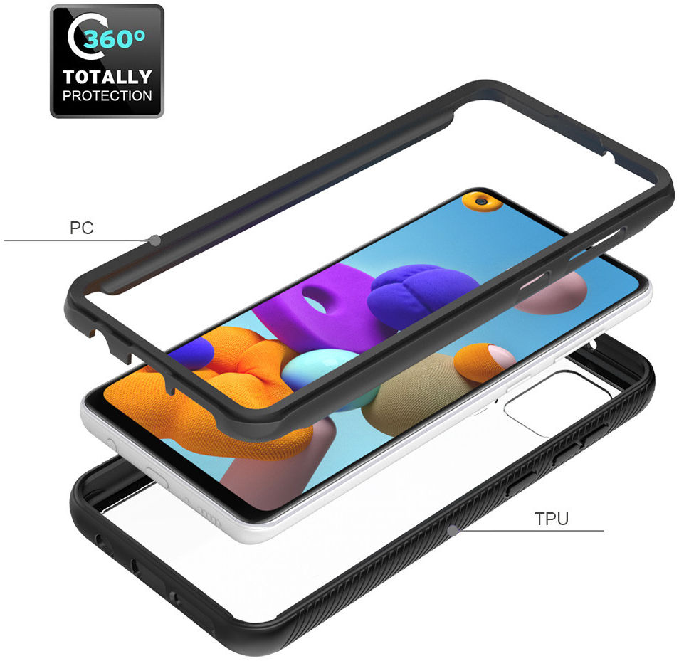 Samsung Galaxy A21s Hoesje Volledig Schokbestendig Hybride Cover Zwart afbeelding 4