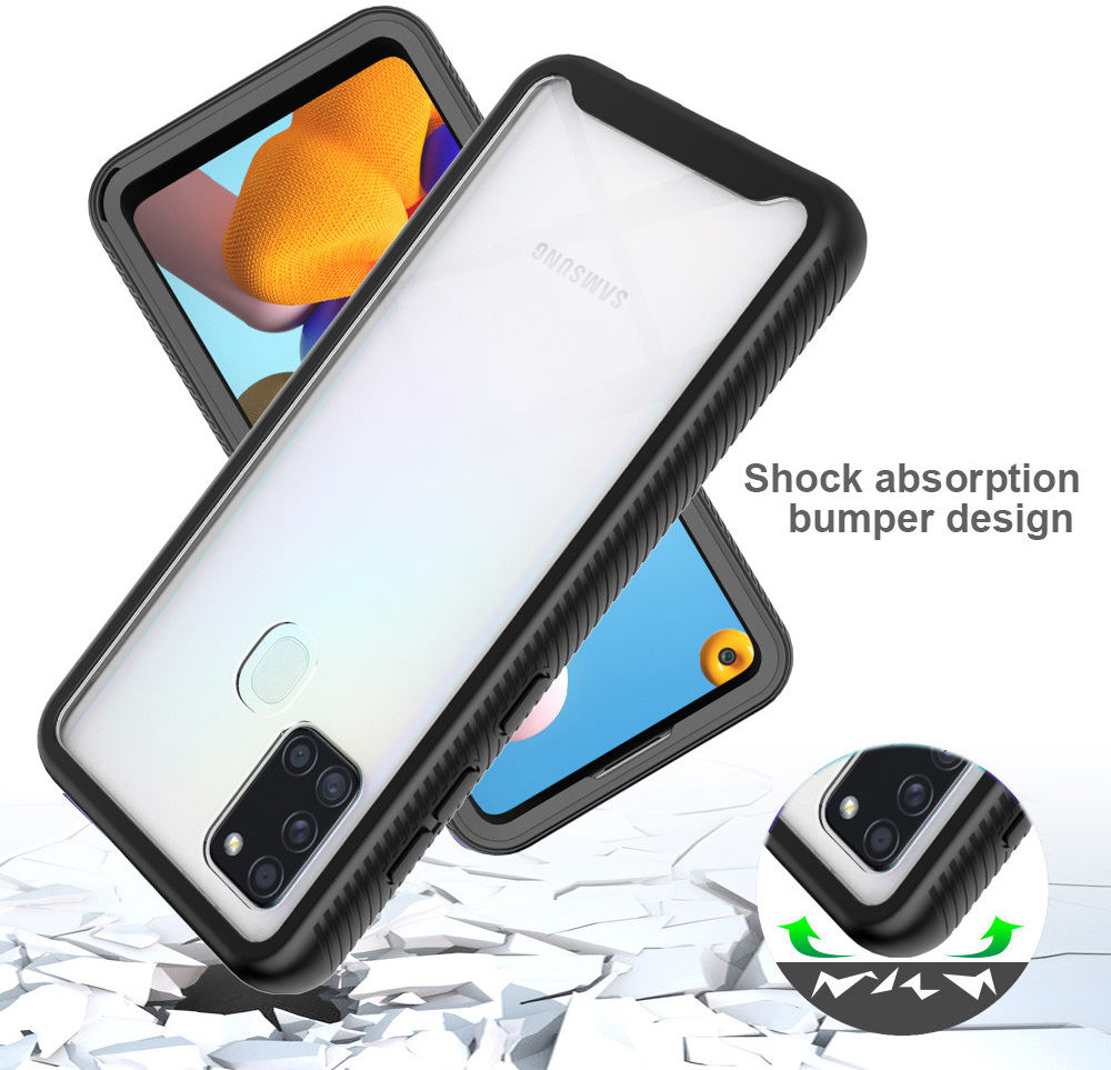 Samsung Galaxy A21s Hoesje Volledig Schokbestendig Hybride Cover Zwart afbeelding 5