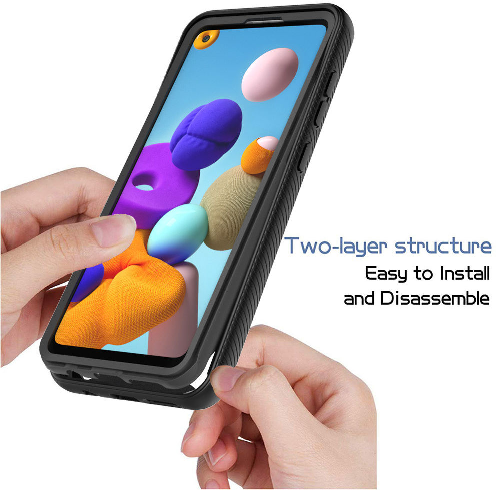 Samsung Galaxy A21s Hoesje Volledig Schokbestendig Hybride Cover Zwart afbeelding 7