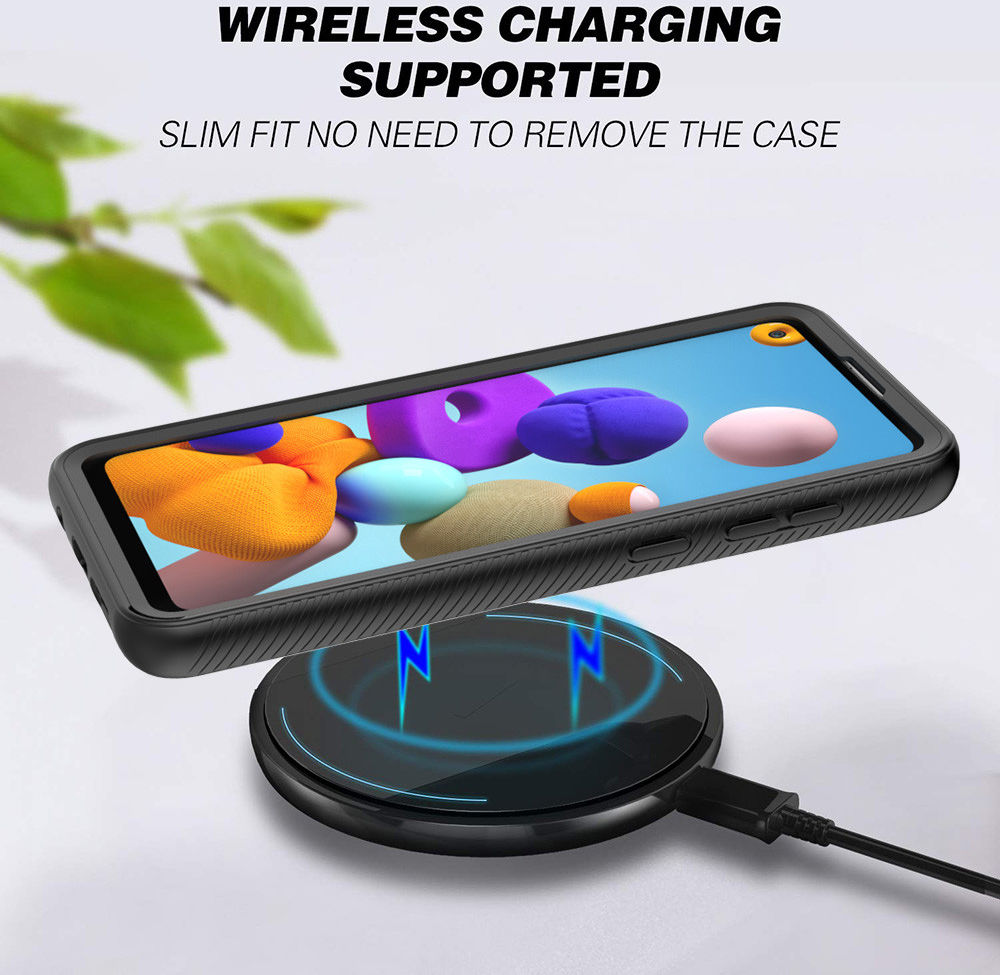 Samsung Galaxy A21s Hoesje Volledig Schokbestendig Hybride Cover Zwart afbeelding 8