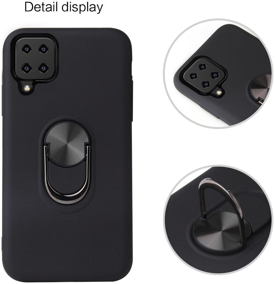 Samsung Galaxy A12 Hoesje met Metalen Magnetische Ring Kickstand Zwart afbeelding 6