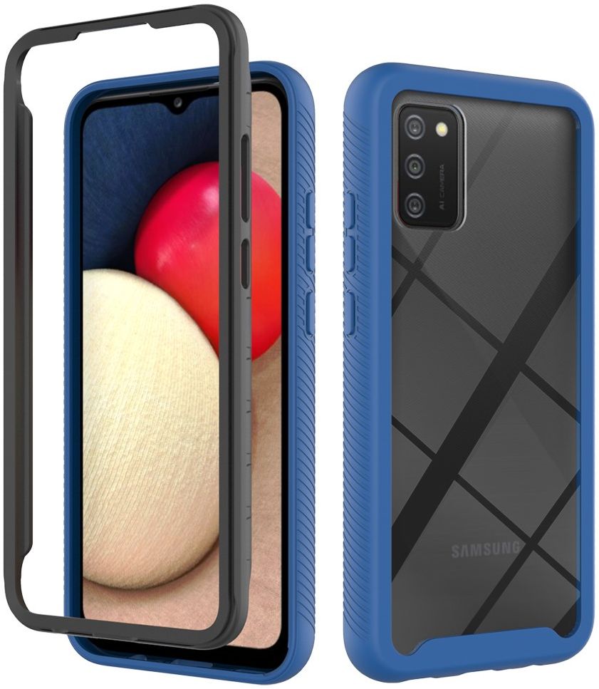 Samsung Galaxy A02s Hoesje Volledig Schokbestendig Hybride Cover Blauw afbeelding 1