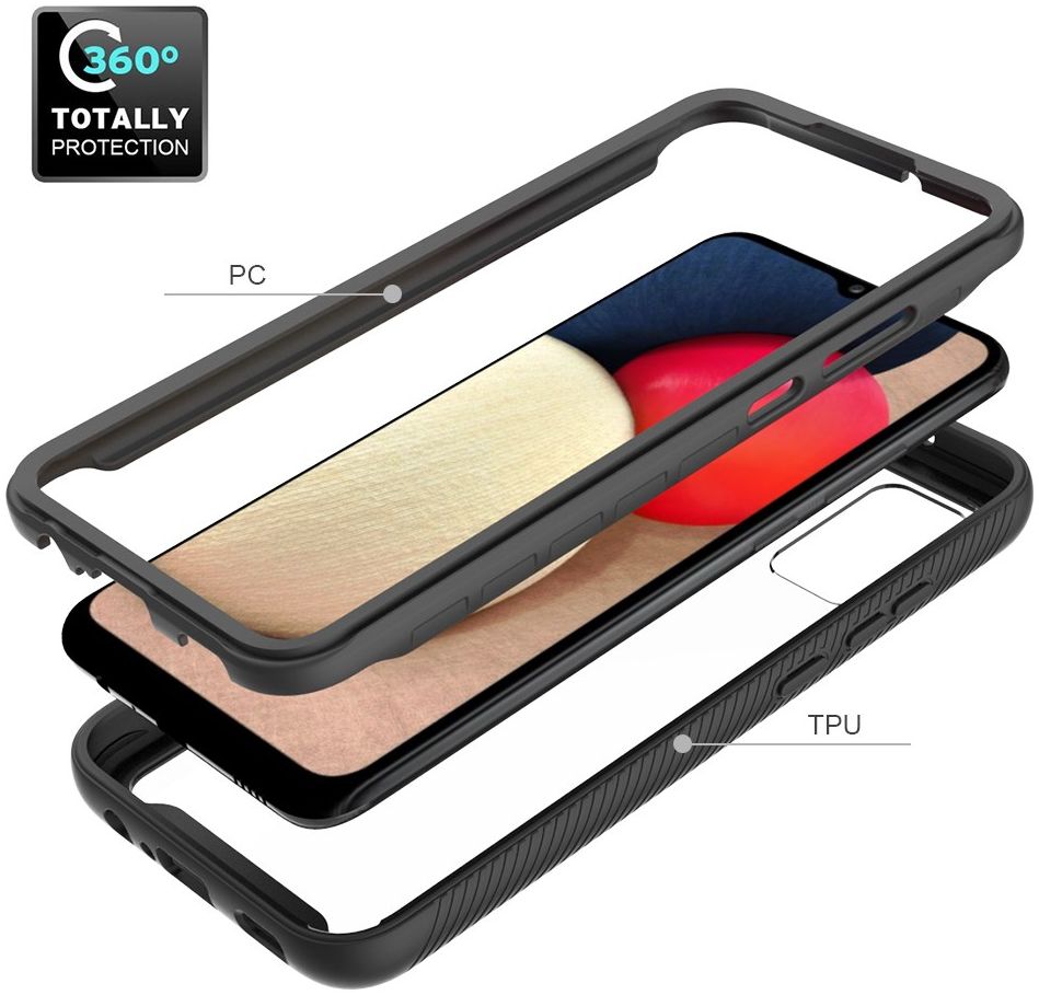 Samsung Galaxy A02s Hoesje Volledig Schokbestendig Hybride Cover Blauw afbeelding 5