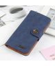 KHAZNEH Samsung Galaxy A22 5G Hoesje Retro Portemonnee Book Case Blauw