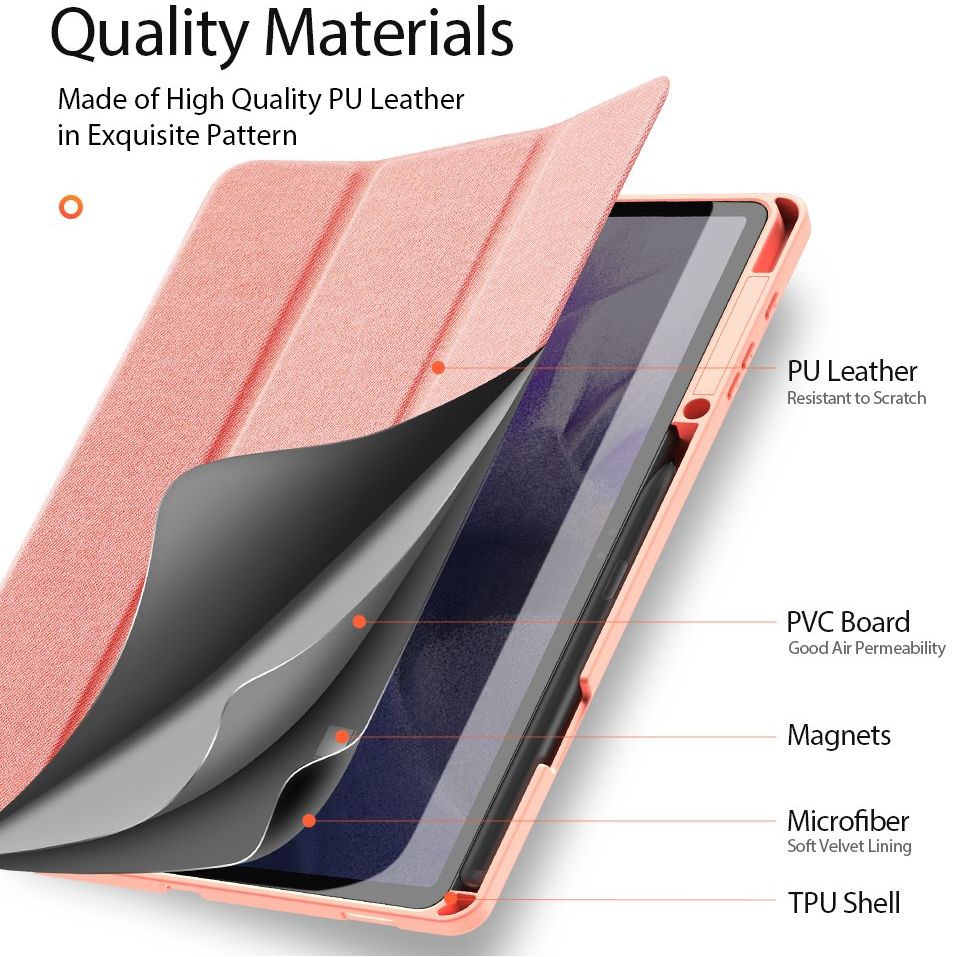 Dux Ducis Domo Series Samsung Galaxy S7 FE / Plus Tri-fold Hoes Roze afbeelding 9