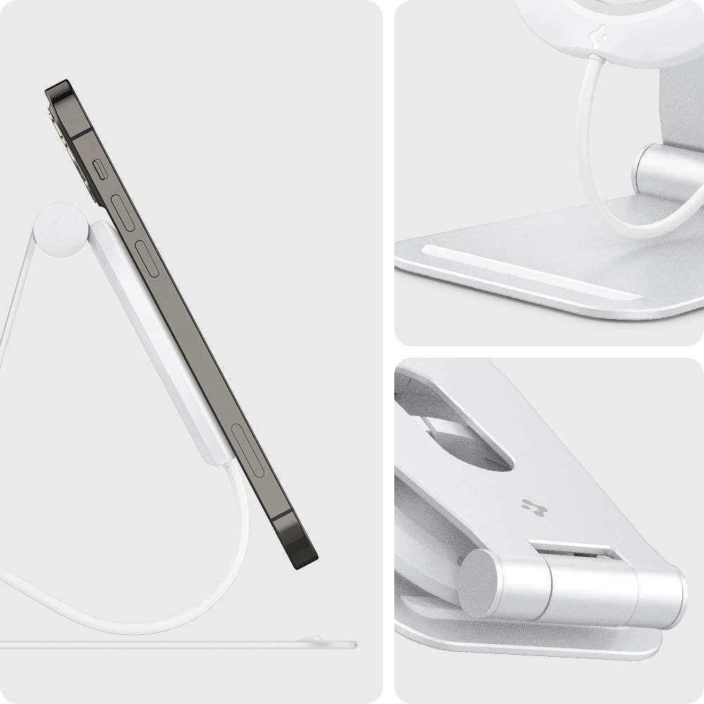 Spigen MagFit S Apple MagSafe Verstelbare Aluminium Houder Wit afbeelding 14