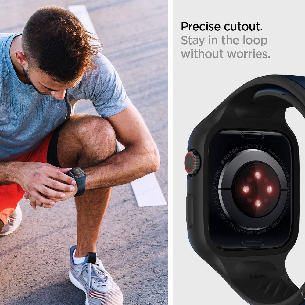 Spigen Liquid Air Pro Apple Watch 44MM Hoesje met Band Siliconen Blauw afbeelding 4