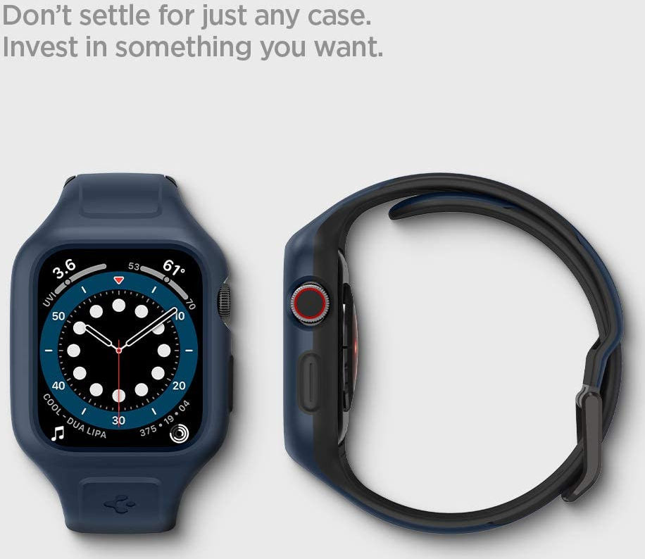 Spigen Liquid Air Pro Apple Watch 44MM Hoesje met Band Siliconen Blauw afbeelding 7