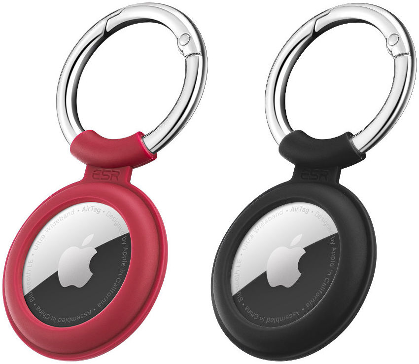 ESR Cloud Silicone Sleutelhanger voor Apple AirTag 2-Pack Rood/Zwart afbeelding 1