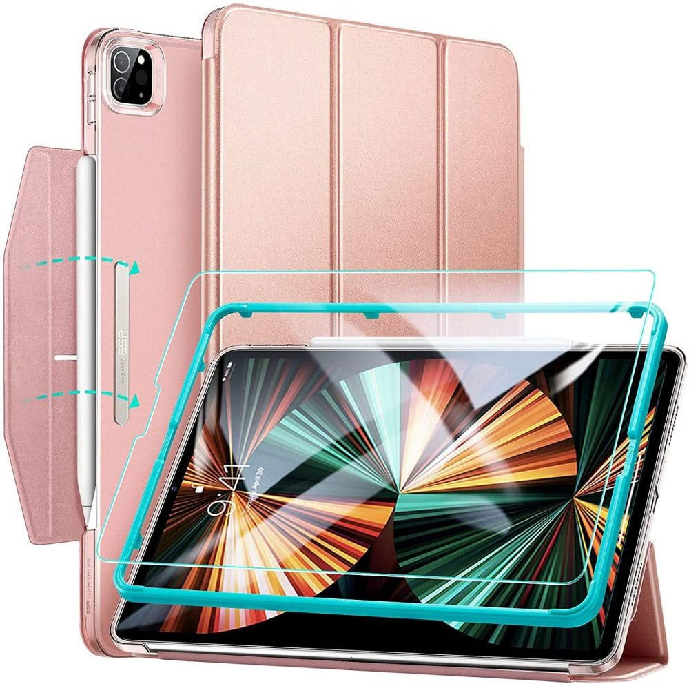 ESR Ascend Tri-Fold Hoes + Tempered Glass Apple iPad Pro 11 Rose Goud afbeelding 1