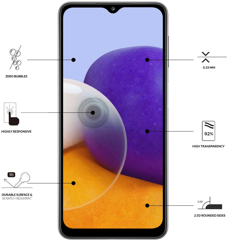 Eiger Samsung Galaxy A22 5G Tempered Glass Case Friendly Plat afbeelding 3