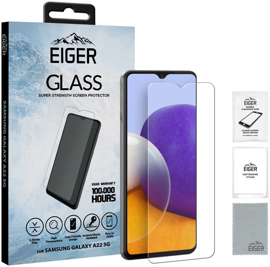 Eiger Samsung Galaxy A22 5G Tempered Glass Case Friendly Plat afbeelding 4