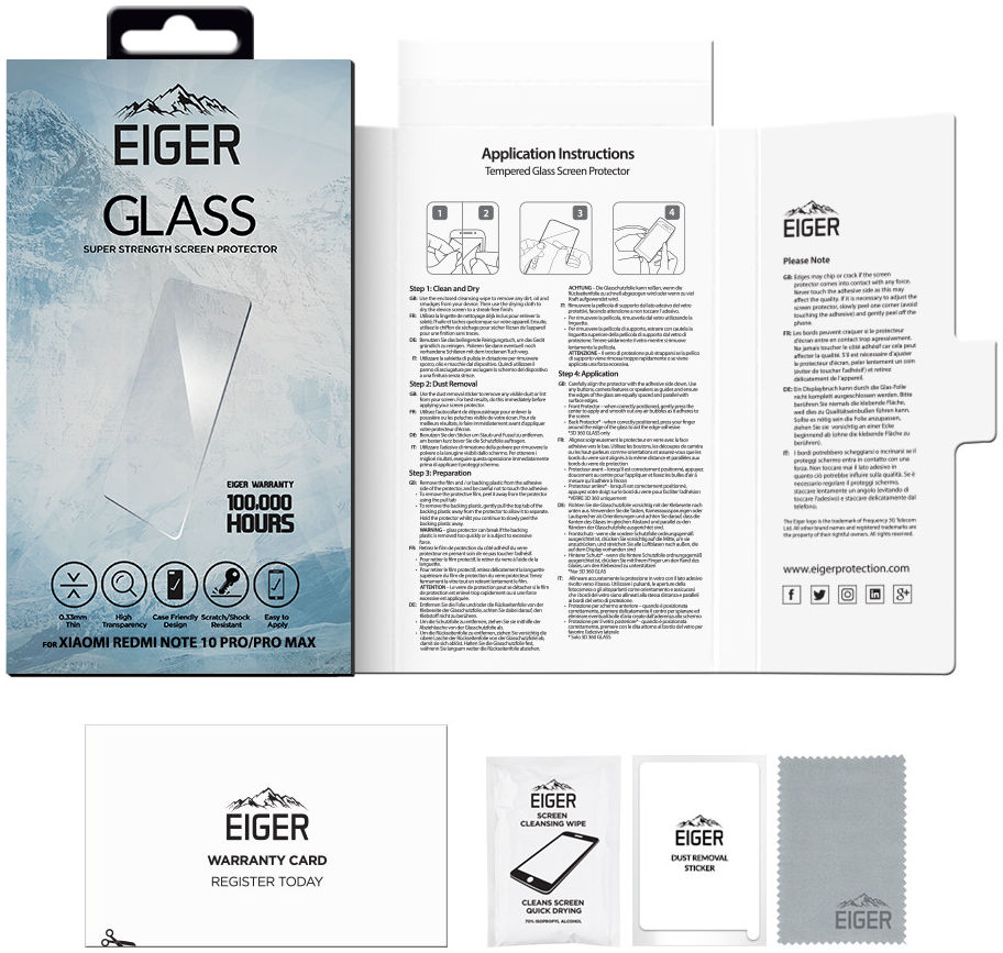 Eiger Xiaomi Redmi Note 10 Pro Tempered Glass Case Friendly Plat afbeelding 5