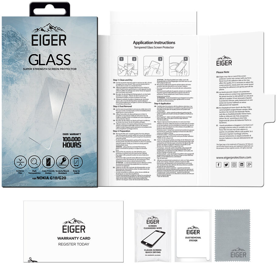 Eiger Nokia G10/G20 Tempered Glass Case Friendly Screen Protector Plat afbeelding 4