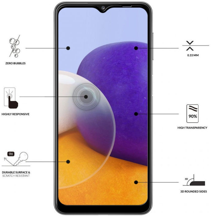 Eiger Samsung Galaxy A22 5G Tempered Glass Case Friendly Gebogen afbeelding 3