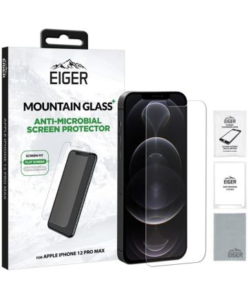 Eiger Mountain+ iPhone 12 Pro Max Tempered Glass Antibacterieel Plat Screen Protectors
