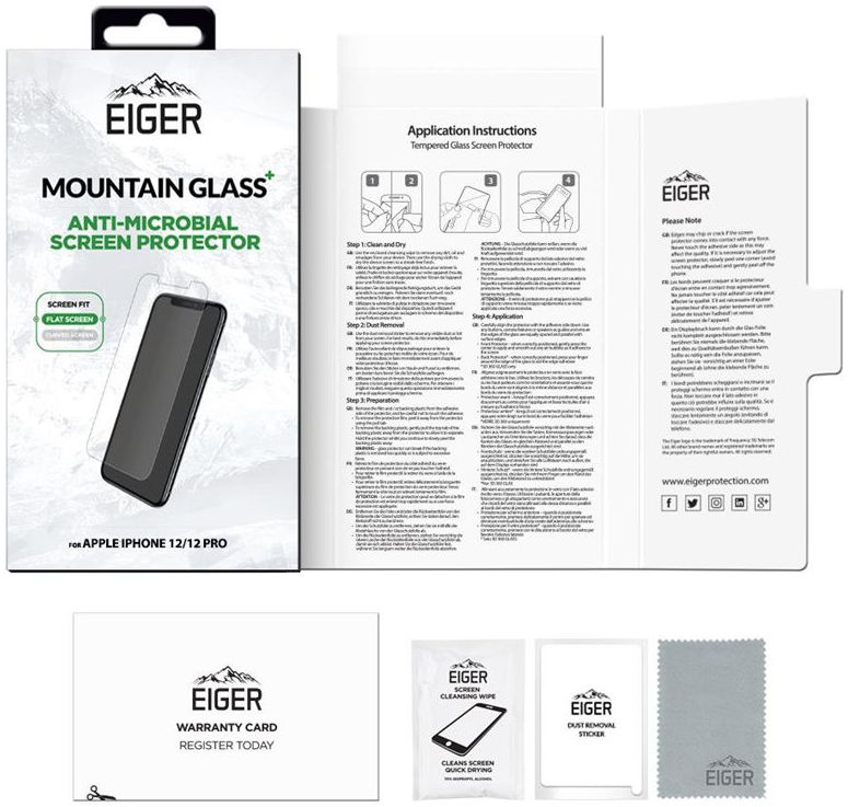 Eiger Plus Apple iPhone 12/12 Pro Screen Protector Antibacterieel Plat afbeelding 4