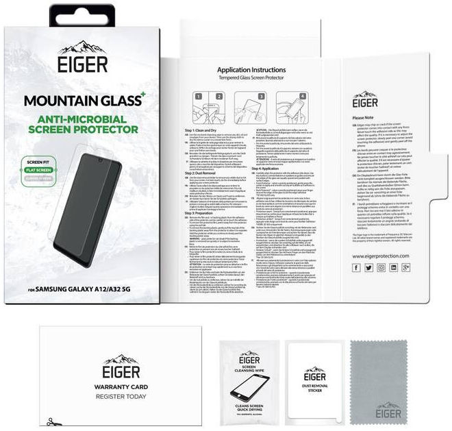 Eiger Plus Samsung Galaxy A12/A32 5G Screen Protector Antibacterieel afbeelding 4