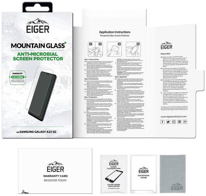 Eiger Plus Samsung Galaxy A22 5G Screen Protector Antibacterieel Plat afbeelding 4