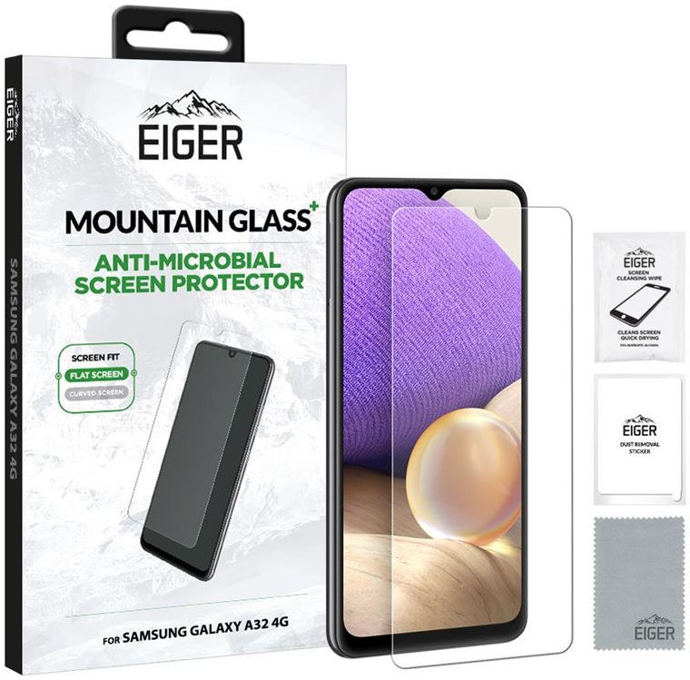 Eiger Plus Samsung Galaxy A32 4G Screen Protector Antibacterieel Plat afbeelding 1