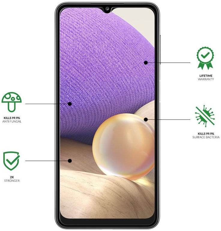 Eiger Plus Samsung Galaxy A32 4G Screen Protector Antibacterieel Plat afbeelding 3