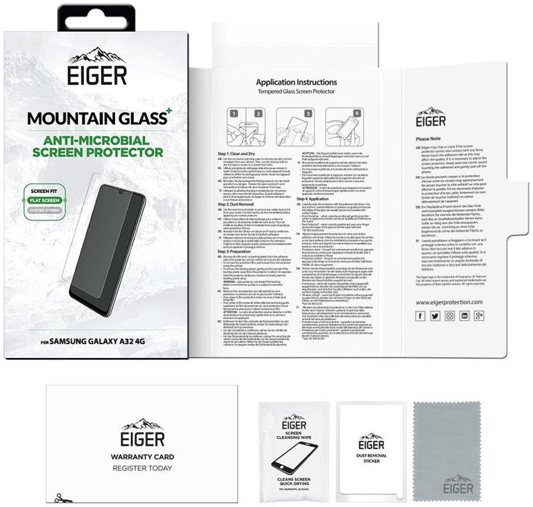 Eiger Plus Samsung Galaxy A32 4G Screen Protector Antibacterieel Plat afbeelding 4